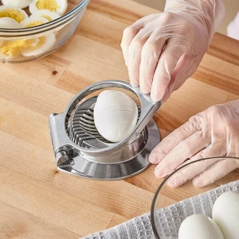 Choice Round Aluminum Hinged Two-Way Egg Slicer with Stainless Steel Wires