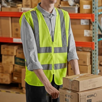 Lavex Class 2 Lime High Visibility Safety Vest with Zipper Closure - 3X - 50/Case