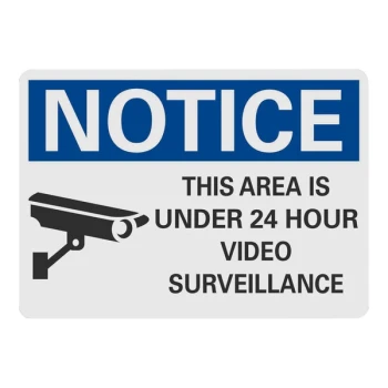Lavex 14" x 10" Non-Reflective Aluminum "Notice / This Area Is Under 24 Hour Video Surveillance" Safety Sign with Symbol