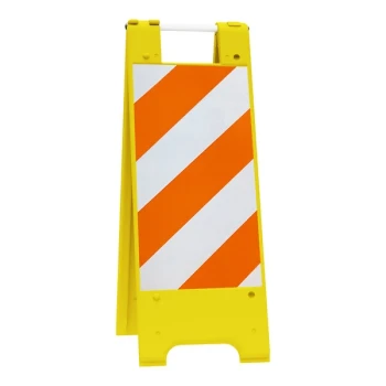 Plasticade® Minicade 12" x 24" Yellow Double-Sided A-Frame Sign Stand / Barricade with Reflective Sheeting 155-YHT12EG