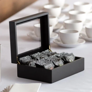 Choice Black Wood 6 Compartment Tea Chest with Window