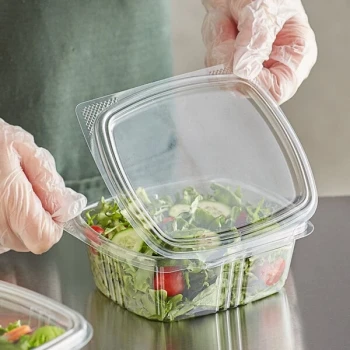 Choice 12 oz. Clear Recycled PET Hinged Deli Container - 200/Case