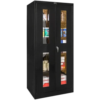 Hallowell 36" x 18" x 72" Black Storage Cabinet with Safety-View Doors - Assembled 415S18SVA-ME