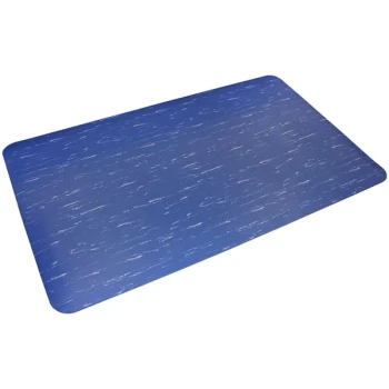 Durable Grand Stand Vinyl 3' x 5' Marble Blue Anti-Fatigue Mat 544S35MBL - 1/2" Thick