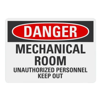 Lavex 10" x 7" Engineer-Grade Reflective Aluminum "Danger / Mechanical Room / Unauthorized Personnel Keep Out" Safety Sign