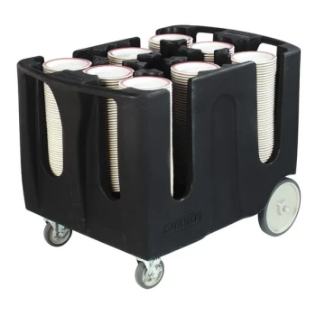 Carlisle ADD603 Black Optimizer Adjustable 6 Stack Dish Dolly with 6 Dividers