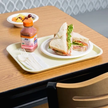 Choice 10" x 14" Beige Plastic Fast Food Tray - 12/Pack