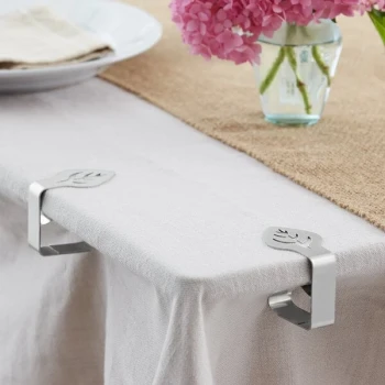 Choice Stainless Steel Leaf Design Tablecloth Clip for Tables up to 1 1/2" Thick - 12/Pack
