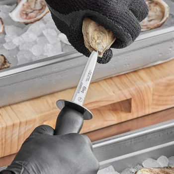 Choice 3" Boston Style Oyster Knife with Guard and Black Hourglass Handle