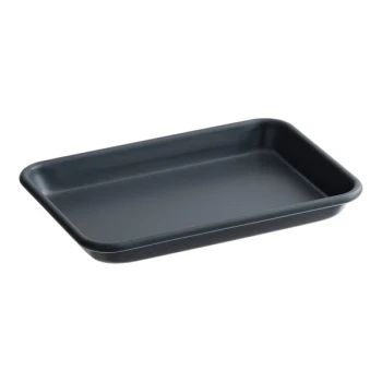 Baker's Lane Eighth Size 19 Gauge Non-Stick 6 1/2 inch x 9 1/2 inch Gray Wire in Rim Aluminum Bun / Sheet Pan / Tray