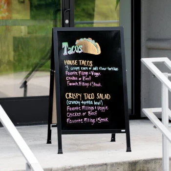 Aarco BA-5SB 42" x 24" Black Aluminum A-Frame Sidewalk Board with Black Porcelain Marker Board