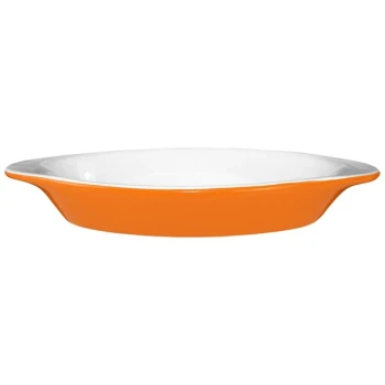 International Tableware 8 oz. Orange and White Two-Tone Stoneware Rarebit - 36/Case