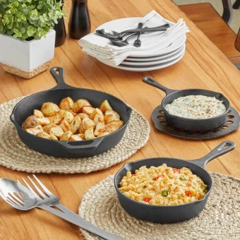 Choice 3-Piece Pre-Seasoned Cast Iron Skillet Set - Includes 6 1/2", 8", and 10 1/4" Skillets