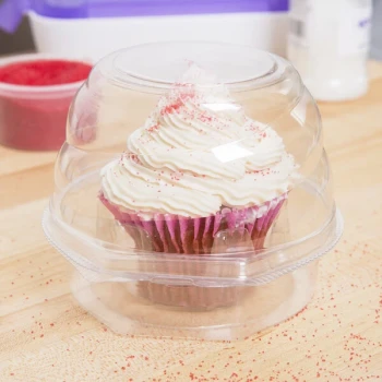 Inno-Pak Swirl Dome 1 Compartment Hinged Clear Cupcake Container - 270/Case
