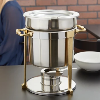 Vollrath 46075 7.25 Qt. Classic Brass Trim Soup Chafer