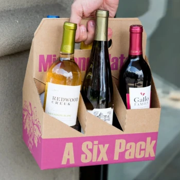 6 Pack Cardboard Wine Bottle Carrier - 50/Case
