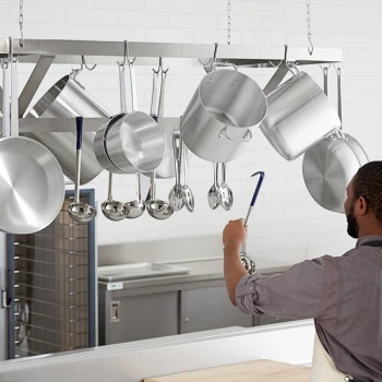Regency Stainless Steel Ceiling-Mounted Pot Rack with 21 Double Prong Hooks - 96"