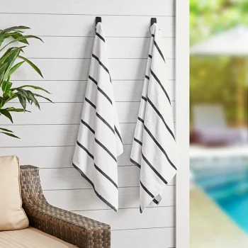 Hospeco Las Rayas 30" x 60" Dark Gray Stripes Ring-Spun 100% Terry Resort Pool Towel - 15 lb. - 4/Pack