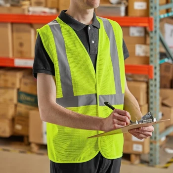 Lavex Class 2 Lime High Visibility Surveyor's Safety Vest with Hook & Loop Closure - 2X - 50/Case