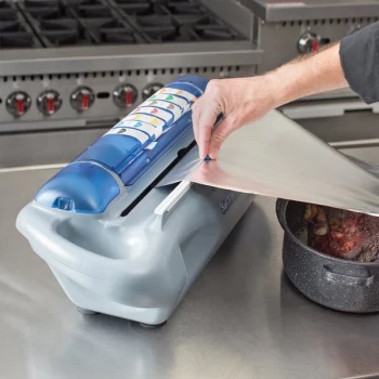 San Jamar SW1218SC Saf-T-Wrap Film / Foil Station with Slide Cutter and Label Dispenser