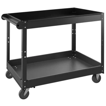 Hirsh 36" x 24" Black Two-Shelf Steel Utility Cart 22641