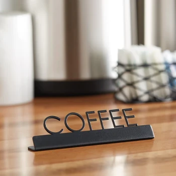American Metalcraft SBC5 5" x 3/4" x 1 1/2" Black Laser-Cut Tabletop Sign with "Coffee" Print