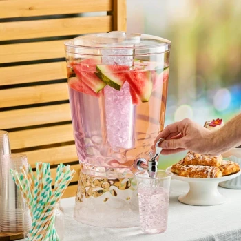 Choice 3 Gallon Acrylic Pebbled Beverage Dispenser with Ice Chamber