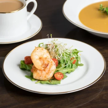 10 Strawberry Street GL0004 7 3/4" Gold Line Porcelain Salad / Dessert Plate - 24/Case