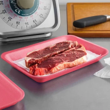 CKF 88072 (#2) Rose Foam Meat Tray 8 1/4" x 5 3/4" x 3/4" - 500/Case
