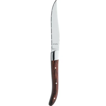 Amefa 252015B000621 Royal 9 13/16" High Carbon Stainless Steel XL Steak Knife with Brown Pakkawood Handle - 6/Case