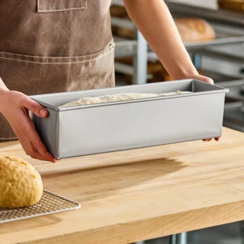 Baker's Lane 2 lb. Glazed Aluminized Steel Pullman Bread Loaf Pan - 16 inch x 4 inch x 4 inch
