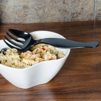 Fineline 3301-BK Platter Pleasers Black Plastic 8 1/2" Serving Fork - 144/Case
