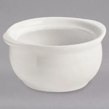 Hall China from Steelite International HL4770BWHA 8 oz. Ivory (American White) China Onion Soup Bowl - 12/Case