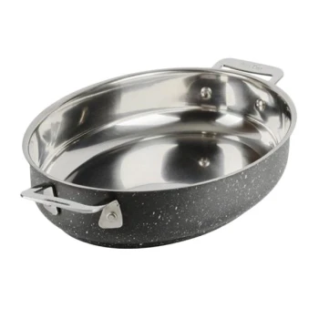 Bon Chef 60002GALAXY Cucina 2.5 Qt. Galaxy Stainless Steel Oval Au Gratin Dish