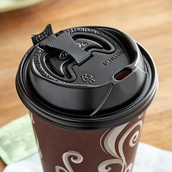 Dart OPT1224TGB 12-24 oz. Black Optima ThermoGuard Lid with Reclosable Tab - 1,200/Case