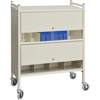 Omnimed Versa Beige 2-Shelf Cabinet Style Cart with Locking Doors 282120-BGX