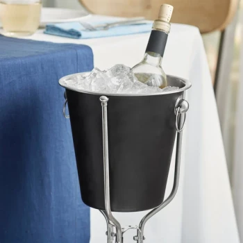 Acopa 4 Qt. Smooth Black Stainless Steel Wine / Champagne Bucket