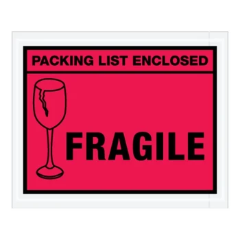 Lavex 4 1/2" x 5 1/2" 2 Mil Red Printed Polyethylene Fragile Envelope - 1,000/Case