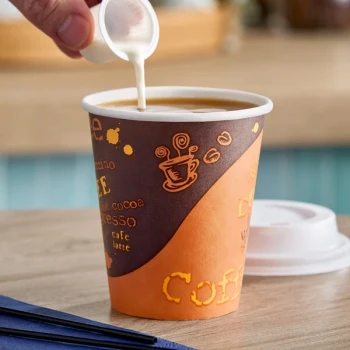 Choice 10 oz. Coffee Print Poly Paper Hot Cup - 1,000/Case