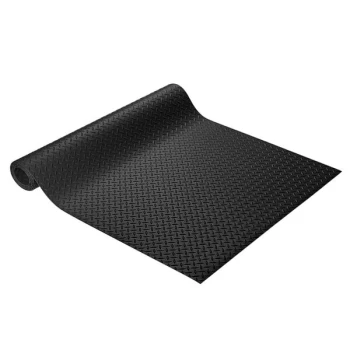 Cactus Mat 1051R-C3R Diamond Plate 3' Wide Anti-Slip Black Vinyl Deckplate Runner Mat - 5/32" Thick