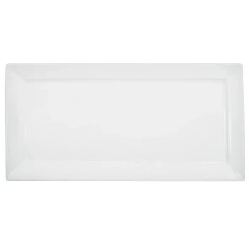 CAC F-RP12 Paris French 12" x 6" Bone White Rectangular Porcelain Platter - 24/Case