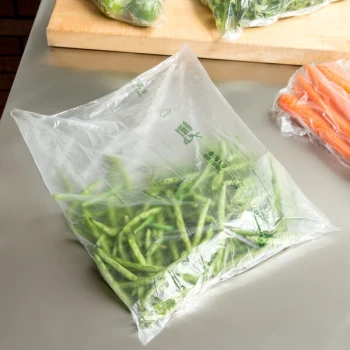 Inteplast Group NP14X18MM Fresh 4 You 14" x 18" Natural Translucent Narrow Profile Plastic Produce Bag with More Matters Graphic - 3,000/Case