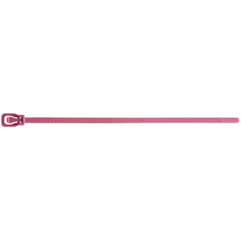 Retyz Plenum Maroon 6" 50 lb. Tensile Strength (222N) 4.8 mm Strap Width Releasable / Reusable Cable Ties EVT-S06MR-TA - 100/Pack