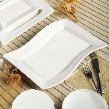 CAC SOH-12 Soho 10 1/2" x 6 3/4" Ivory (American White) Rectangular Stoneware Platter - 24/Case