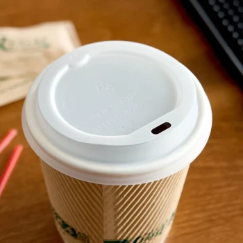 EcoChoice Translucent Compostable Paper Hot Cup Lid for 10-24 oz. Standard Cups and 8 oz. Squat Cups - 1,000/Case