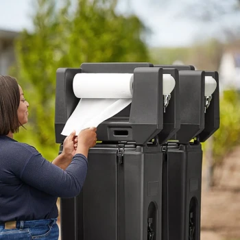 Cambro 2.5 Gallon Black Portable Handwash Station with Soap and Roll Paper Towel Dispenser