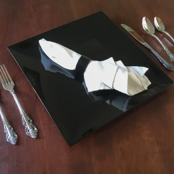 Tabletop Classics by Walco TR-6670 13" x 13" Black Square Plastic Charger Plate - 12/Pack