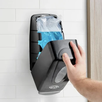 Novo 33.8 fl. oz. (1,000 mL) Black Manual Foam Hand Soap / Sanitizer Dispenser with Clean Scent Foaming Hand Soap