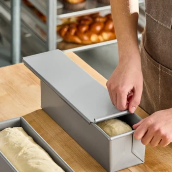 Baker's Lane Glazed Aluminized Steel Sliding Cover for Pullman Bread Pan - 13 inch x 4 inch
