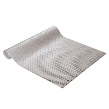 Cactus Mat 1051R-E3R Diamond Plate 3' Wide Anti-Slip Gray Vinyl Deckplate Runner Mat - 5/32" Thick